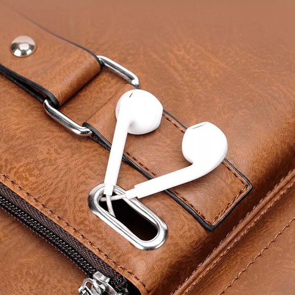 Men's vintage leather canvas crossbody messenger bag (Brand New) - Picture 4 of 7